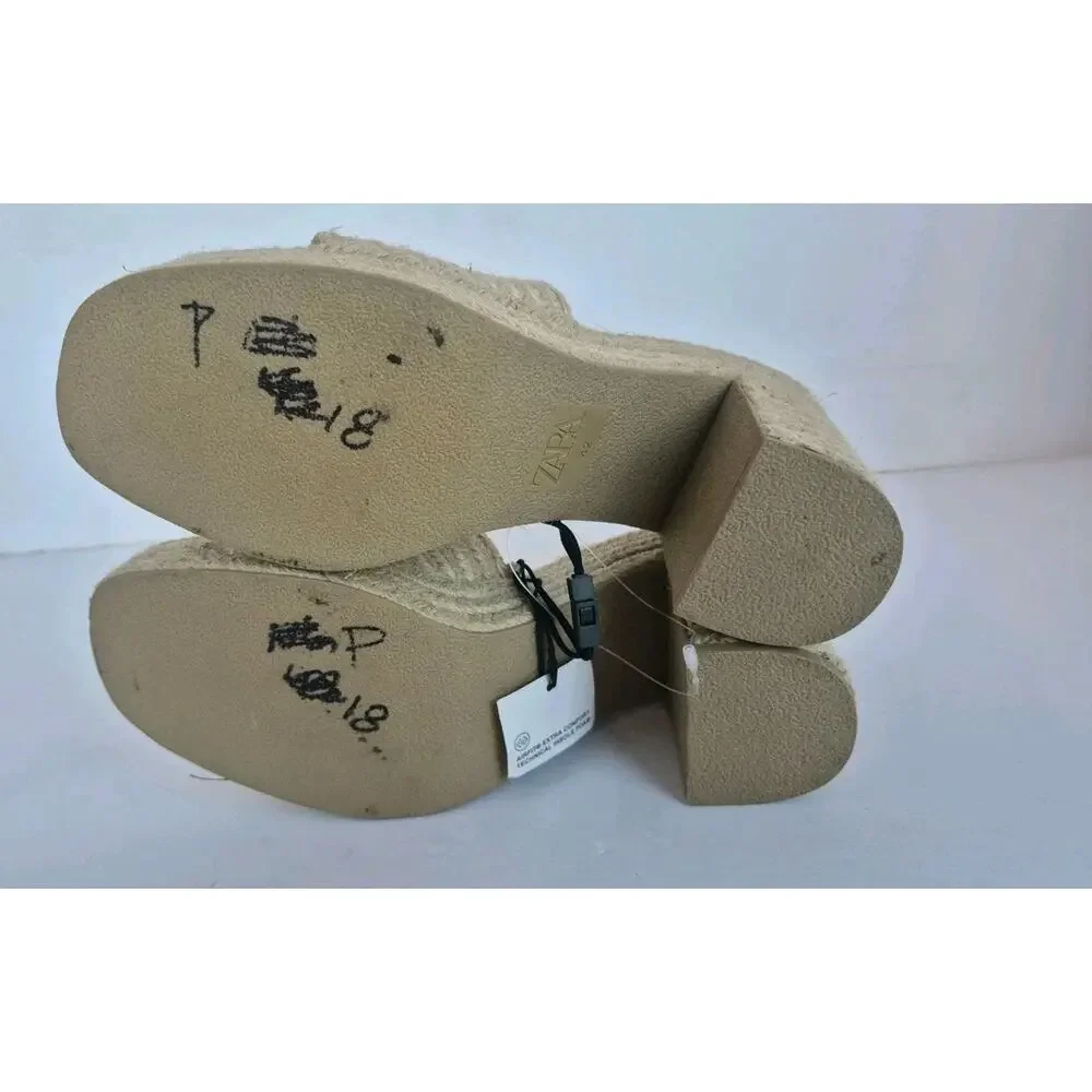 Zara Jute Chunky Platform Sandals w/ Airfit Cushioned Insoles Size 42 (US 11)